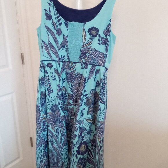 Lands' End Blue Floral Knee-Length Dress - Picture 7 of 9